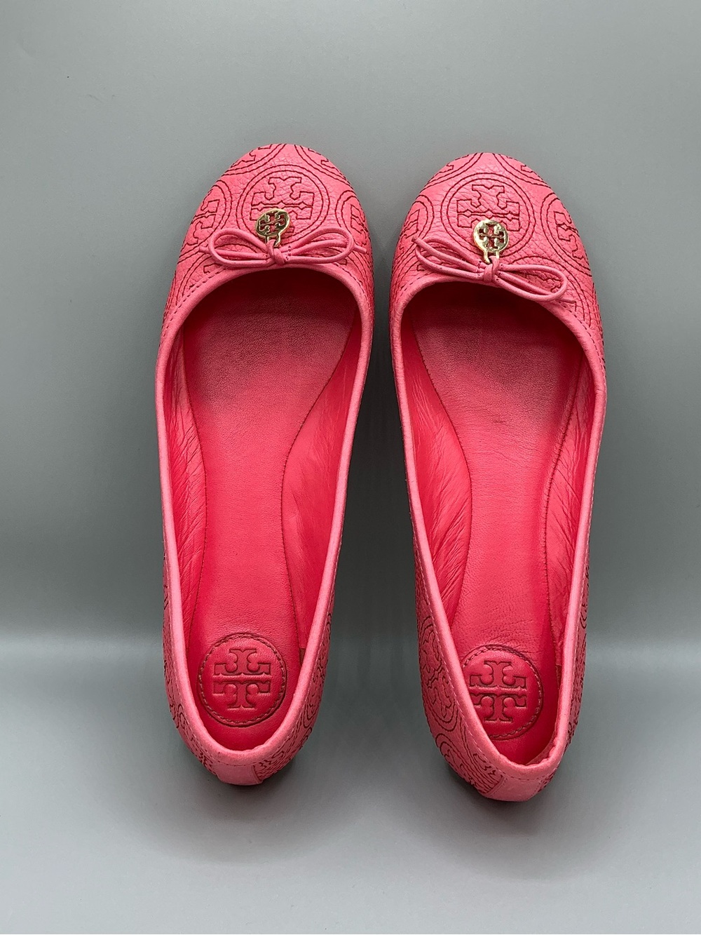 Tory Burch Chelsea Stitched Logo Ballet Flat in Rose Petal or Coral Pink Size 8 - Picture 4 of 10